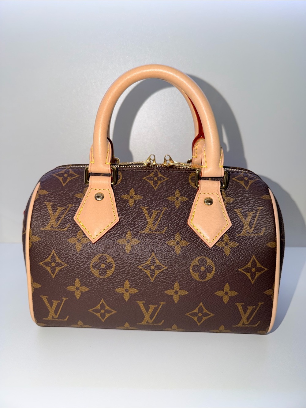 Louis Vuitton Mini Monogram Satchel with Pink Trim